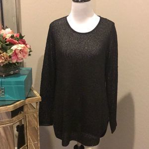 Alfani Black Sequin Tunic Style Sweater